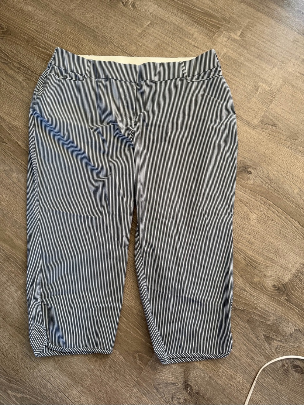 Lane Bryant Gray and White Pinstripe Cropped Pants Size 24
